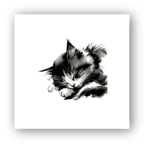 猫 水墨画 マイクロファイバーハンドタオルを購入|デザインT
