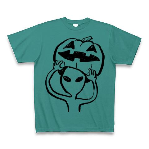 ハロウィン宇宙人-黒 Tシャツ(ピーコックグリーン/通常印刷)を購入