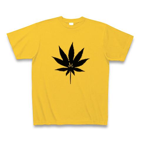 大麻 マリファナ 切り絵 Tシャツ(ゴールドイエロー/通常印刷)を購入