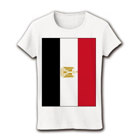 エジプトの国旗ー縦ー両面プリント レディースTシャツを購入
