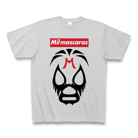 MIL MASCARAS-ミル・マスカラス-赤ボックスロゴ Tシャツ(グレー/Pure