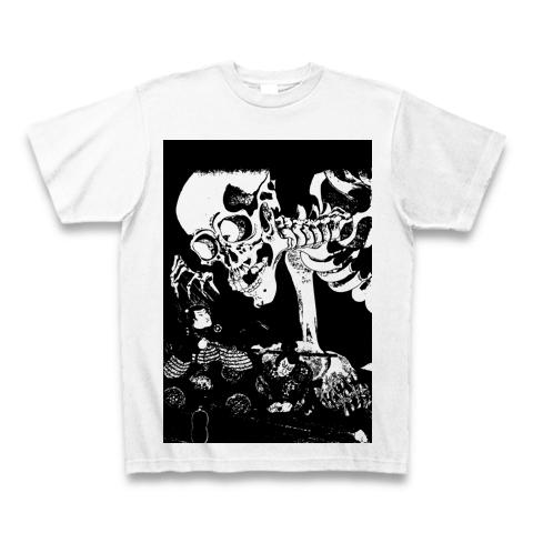 浮世絵 相馬古内裏 歌川国芳画 白黒版 Tシャツ(ホワイト/通常印刷)を