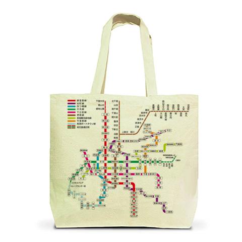 大阪地下鉄路線図 トートバッグLを購入|デザインTシャツ通販【ClubT】
