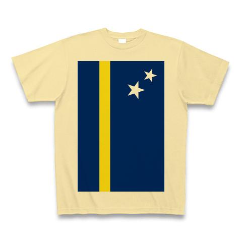 キュラソー島-Flag of Curacao- 国旗 縦ロゴ Tシャツ(ナチュラル/通常