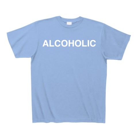 ALCOHOLIC-アルコホリック-白ロゴ Tシャツ(サックス/Pure Color Print