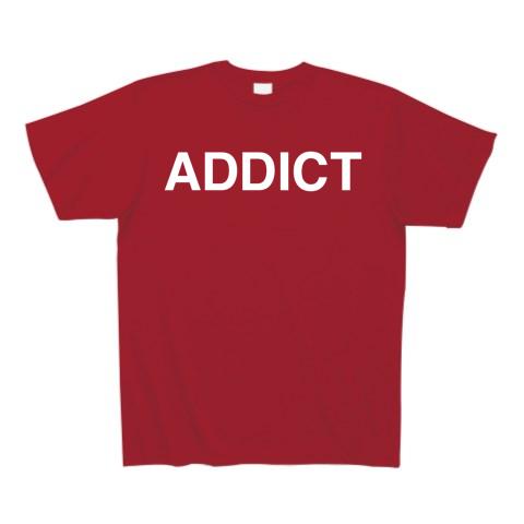 ADDICT-アディクト- 白ロゴ Tシャツ(ガーネットレッド/Pure Color