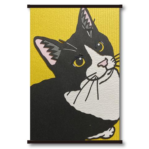 ハチワレ猫 切り絵デザイン タペストリーを購入|デザインTシャツ通販