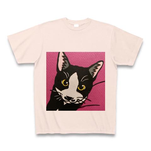 ハチワレ猫切り絵デザイン Tシャツ(ライトピンク/通常印刷)を購入