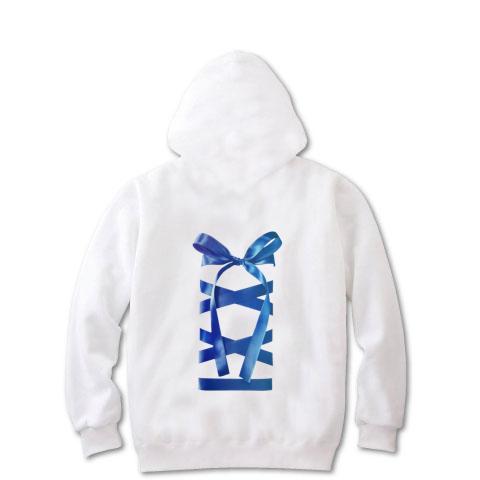 編み上げリボン 青(背面) ジップパーカーを購入|デザインTシャツ 編み上げリボン 青(背面) ジップパーカーを購入|デザインTシャツ