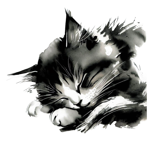 猫 水墨画 マイクロファイバーハンドタオルを購入|デザインT