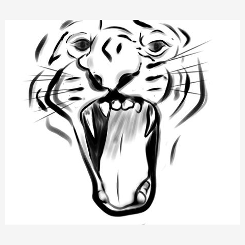 虎〜Tiger〜 水墨画風 Tシャツを購入|デザインTシャツ通販【ClubT】