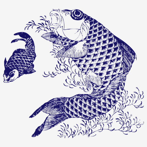 鯉に乗る魚藍観世音と釣り人 Tシャツを購入|デザインTシャツ通販