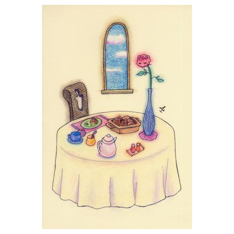 絵本より　バラとテーブル