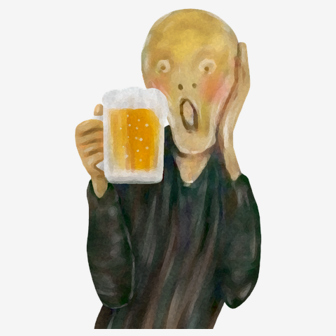 ビールでほろ酔い　ムンクの叫び