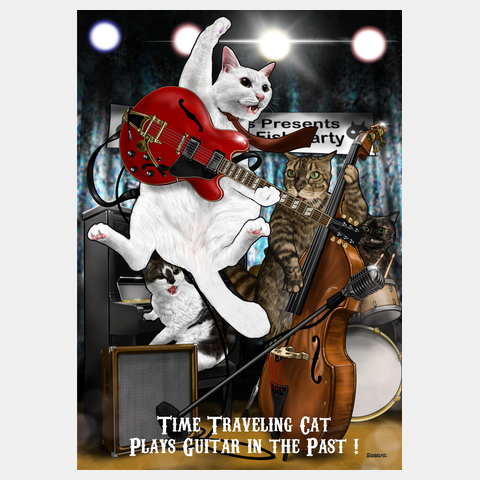 Time Traveling Cat Plays Guitar in the Past !_背景あり