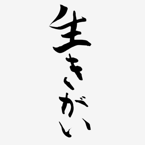 IKIGAI,生きがい、筆文字 Tシャツを購入|デザインTシャツ通販
