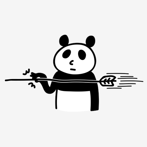 弓道　矢をつまむパンダ