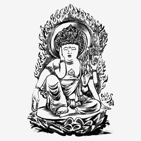 胸に梵字＋如意輪観音様を背負う形 