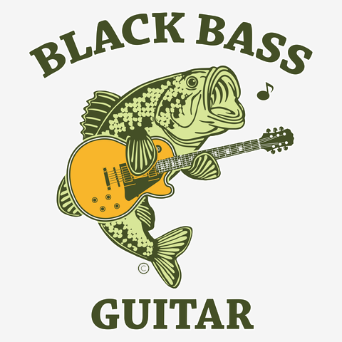 ブラックバス・ギター・Black bass・ブラックバスデザイン・ブラックバスイラスト・ブラックバスグッズ・オモシロ・音楽・楽器・魚・サカナ・淡水魚・オオクチバス・湖・Goods  Tシャツを購入|デザインTシャツ通販【ClubT】