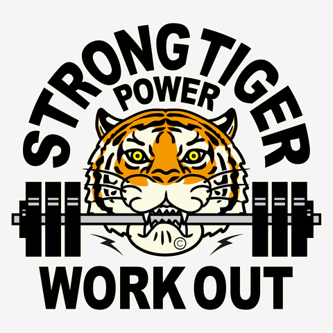 虎トラタイガー・虎の筋トレ・マッスル・重量挙げ・寅虎イラスト・TIGER・猛獣・アニマル・インパクト・筋肉トレーニング・バーベル・ジム・アスリート・スナッチ・クリーン&ジャーク・オリジナル（C）