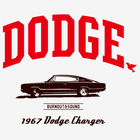 1967 Dodge Charger Tシャツ(ピーチ/通常印刷)を購入|デザインTシャツ