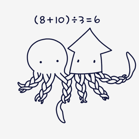 タコとイカの三つ編み(紺)