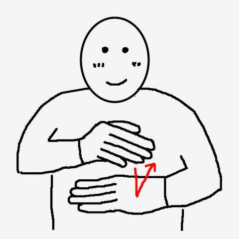 手話イラスト「ありがとう」両面 