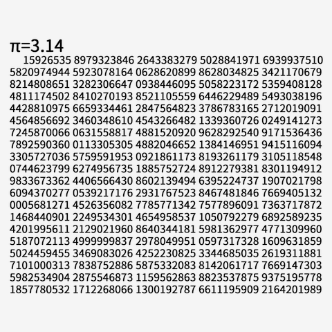 円周率π=3.14 (1000桁Version)