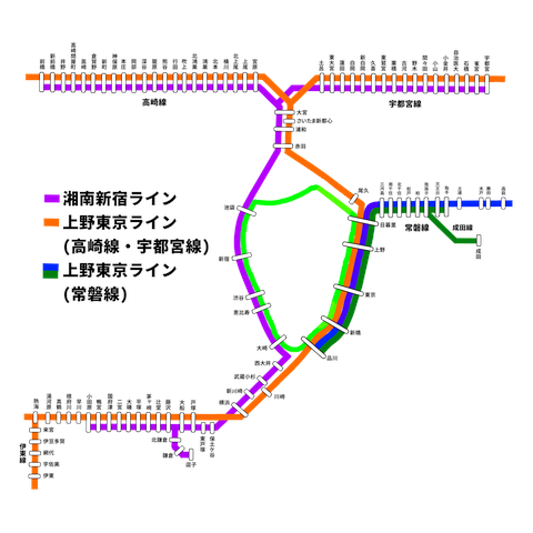 湘南新宿ライン・上野東京ライン 路線図の全アイテム|デザインTシャツ通販【ClubT】