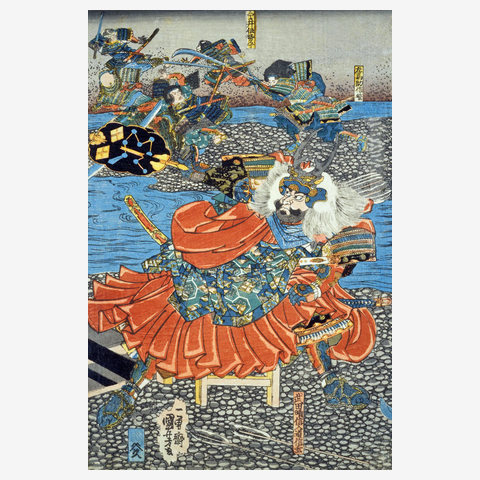 浮世絵 武田上杉川中嶋大合戦図 両面 表謙信 裏信玄 Tシャツを