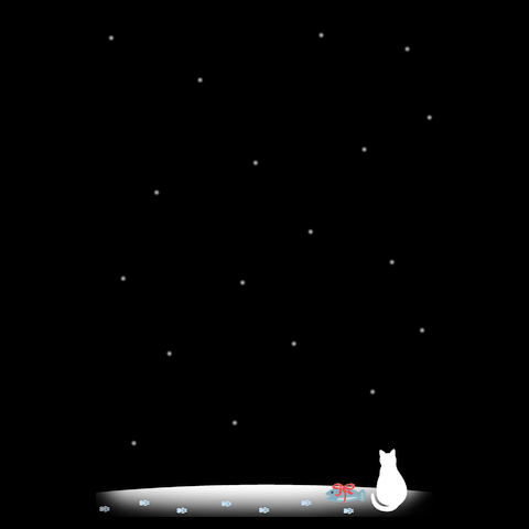 猫にサンタの贈り物（両面）白猫