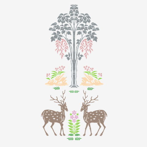 天平文様 鹿草木屏風