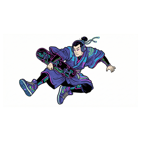 【和モダン×ストリート】浮世絵侍とスニーカーの融合 - 現代版サムライ デザインTシャツ